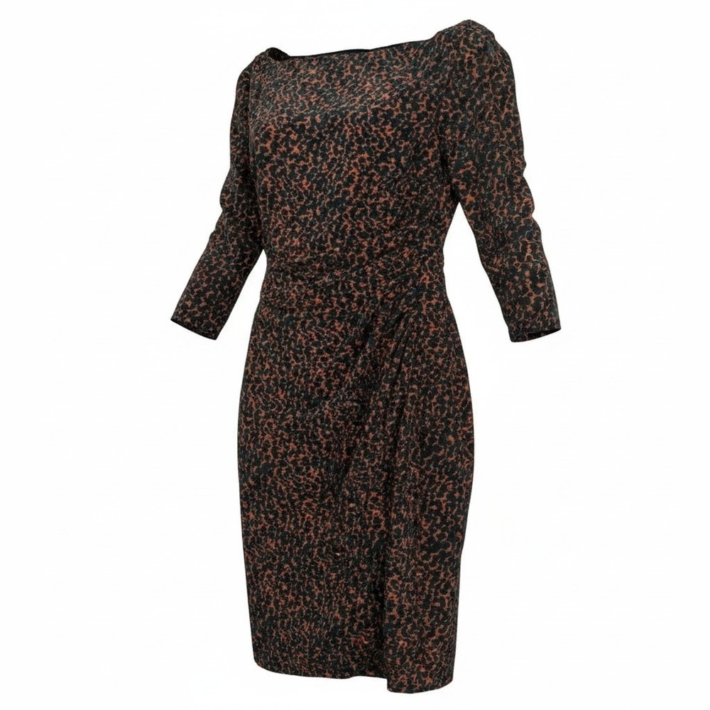 Ralph Lauren Leopard Print Dress size 2 Full Length Draping  Cat Polo Women's